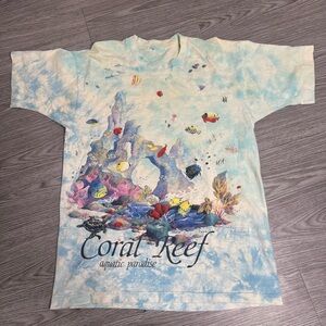Vintage 1992 Liquid Blue Oceanica All Over Print Made In USA Tie Dye Tee Shirt L